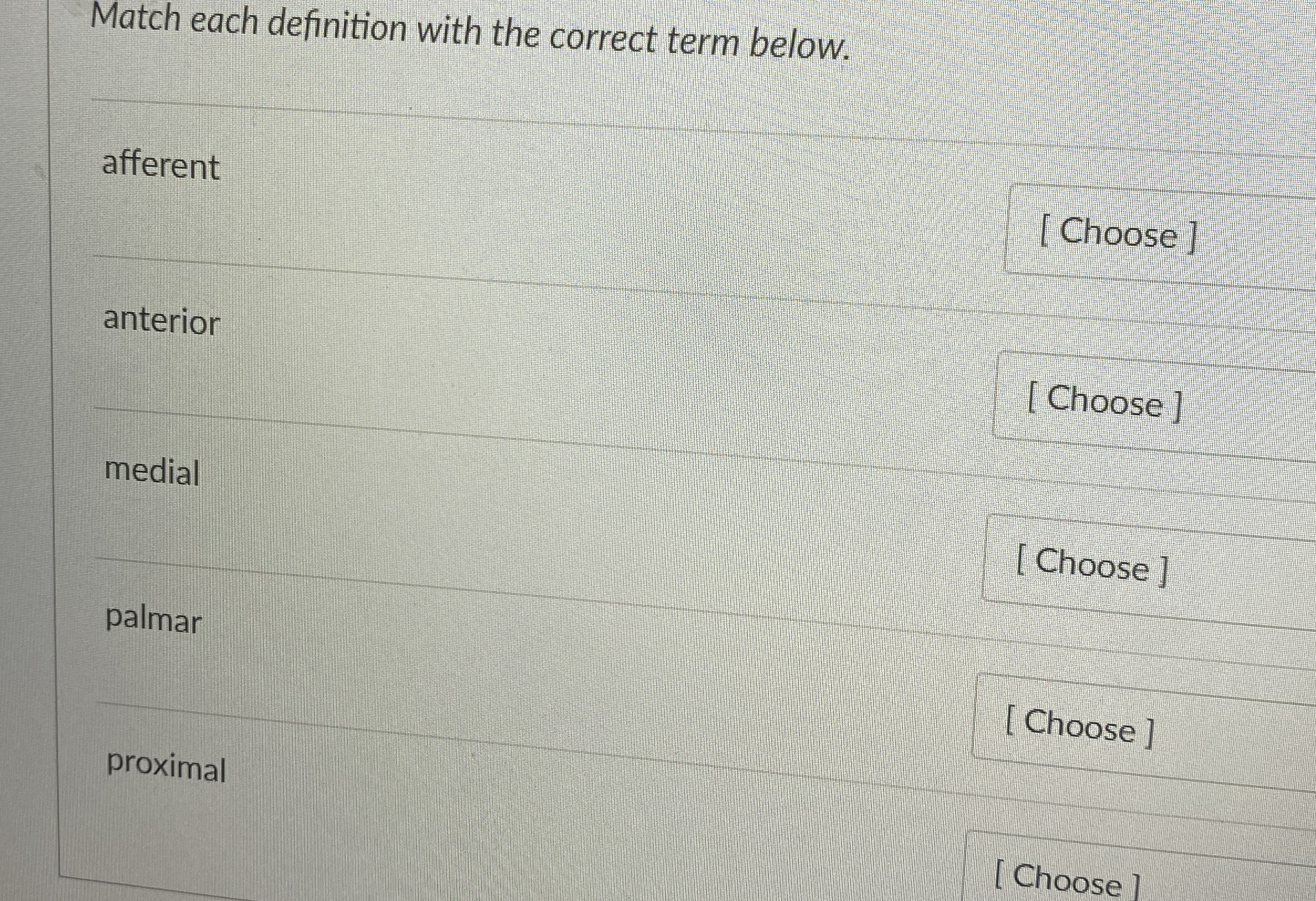 Solved Match each definition with the correct term | Chegg.com