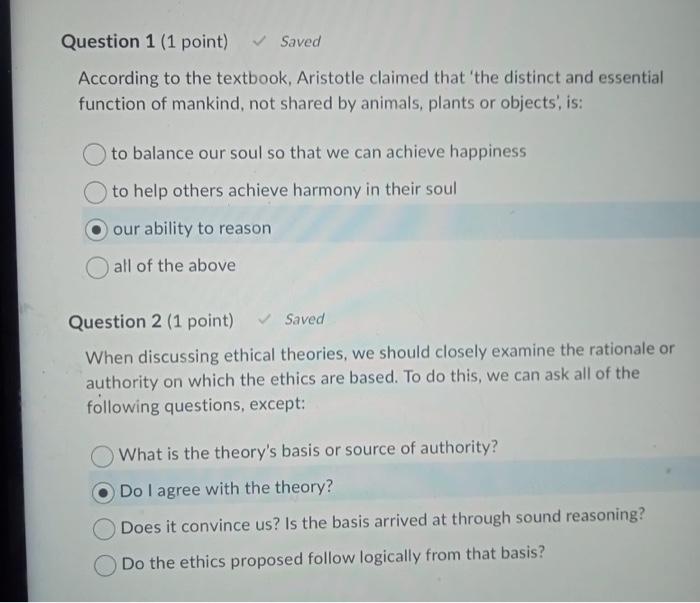 Solved Question 1 (1 point) Saved According to the | Chegg.com
