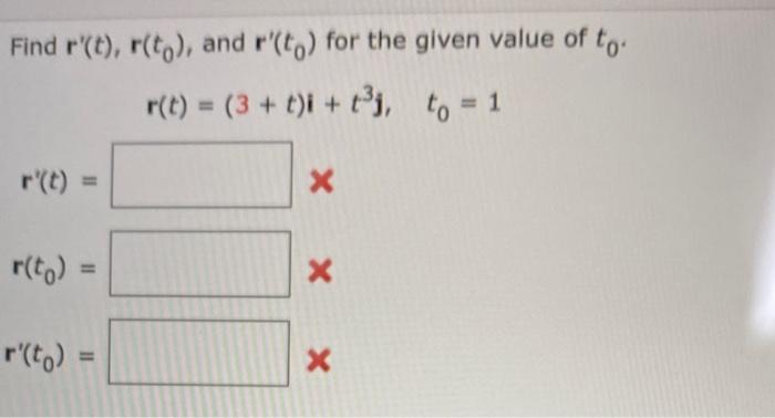 Solved Find r'(t),r(t0), and r'(t0) for the given value of | Chegg.com