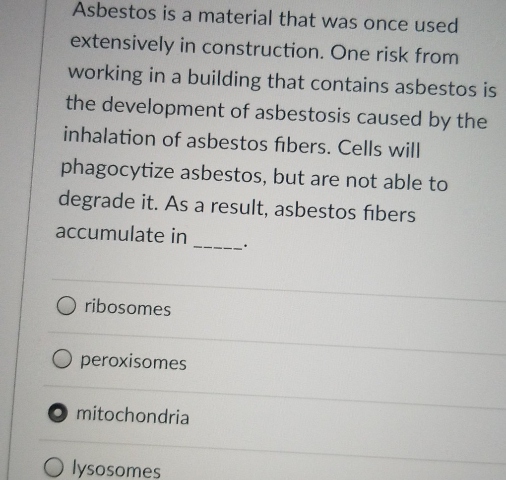 Solved Asbestos is a material that was once used extensively | Chegg.com