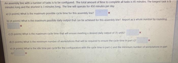 Solved An assembly line with a number of tasks is to be | Chegg.com
