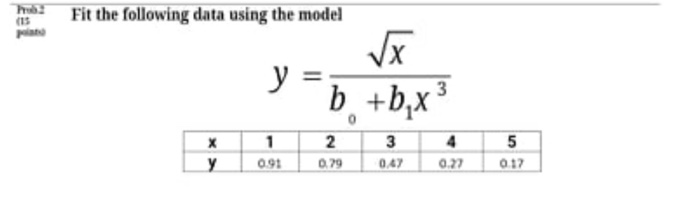 Solved hd Fit the following data using the model x y 3 b | Chegg.com
