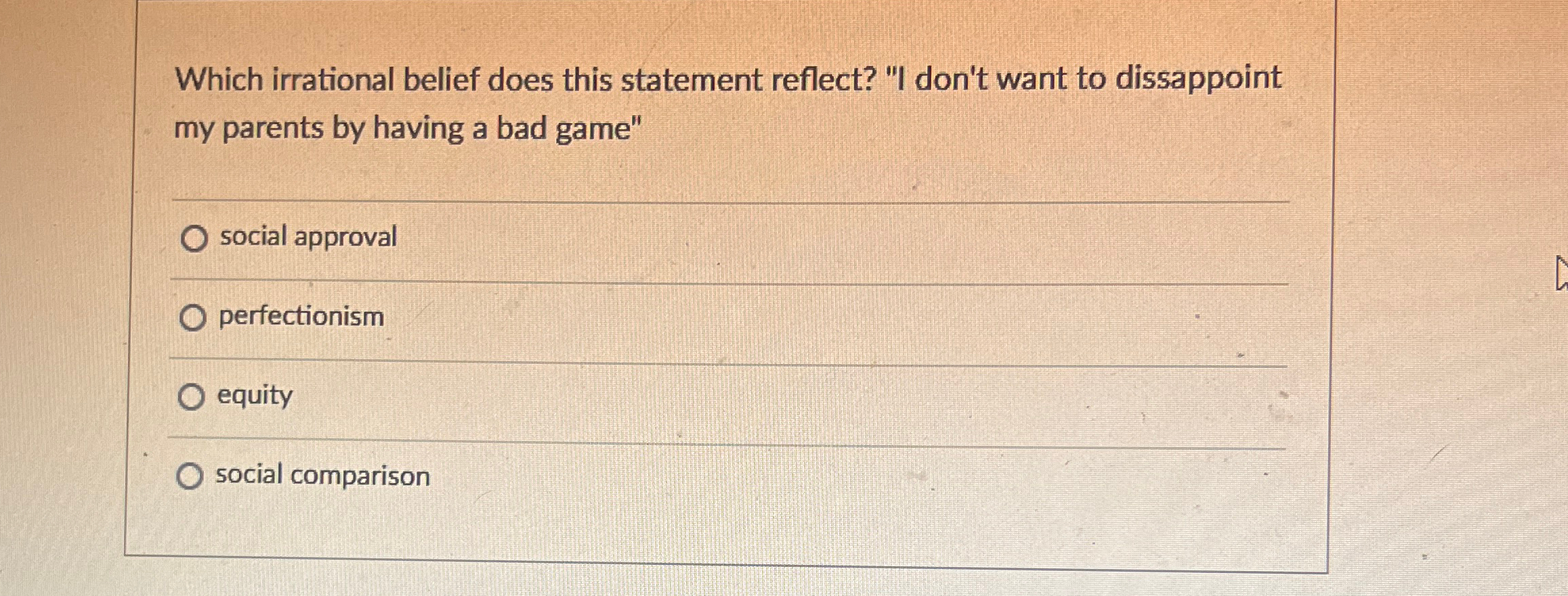 Solved Which irrational belief does this statement reflect? | Chegg.com