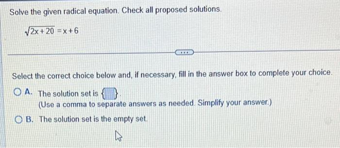 Solved Solve the given radical equation. Check all proposed | Chegg.com