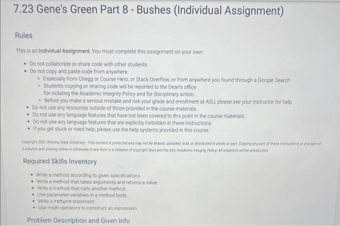 Solved Rules This is an individual Assignment You must | Chegg.com