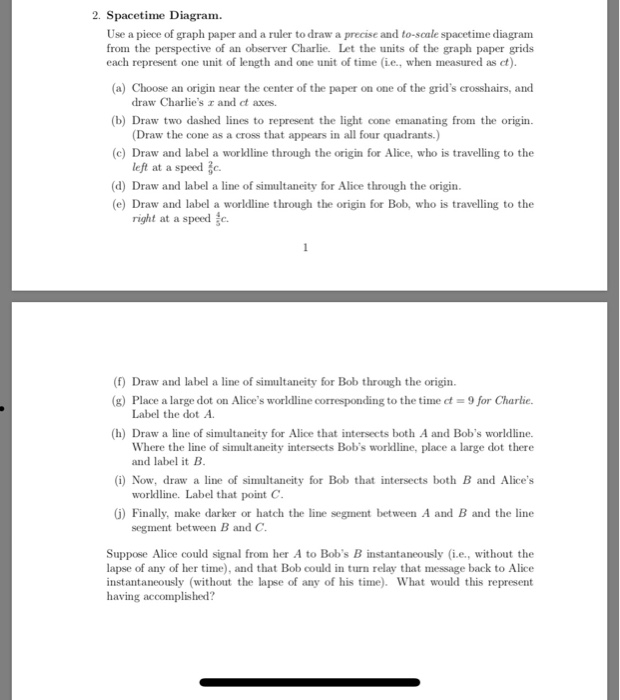 2. Spacetime Diagram Use a piece of graph paper and a | Chegg.com