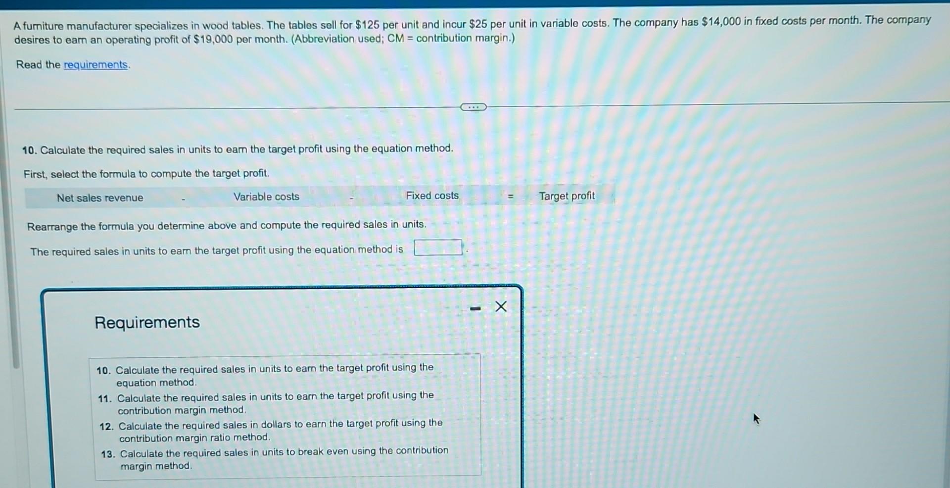 Solved A furniture manufacturer specializes in wood tables.