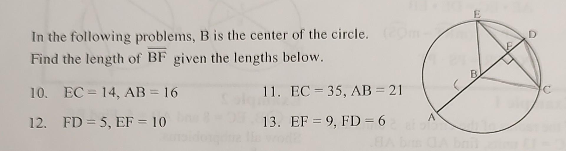 Solved In The Following Problems, B Is The Center Of The | Chegg.com