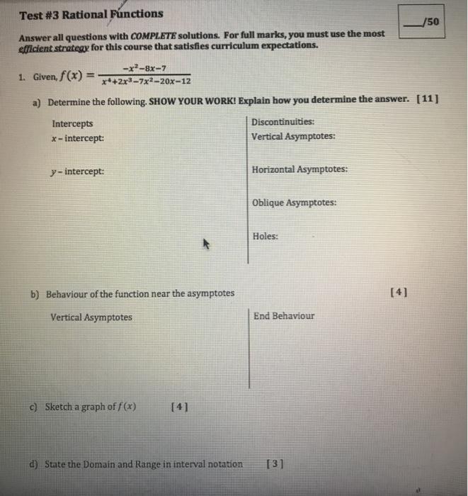 Solved Rational FunctionsAnswer all questions with COMPLETE | Chegg.com