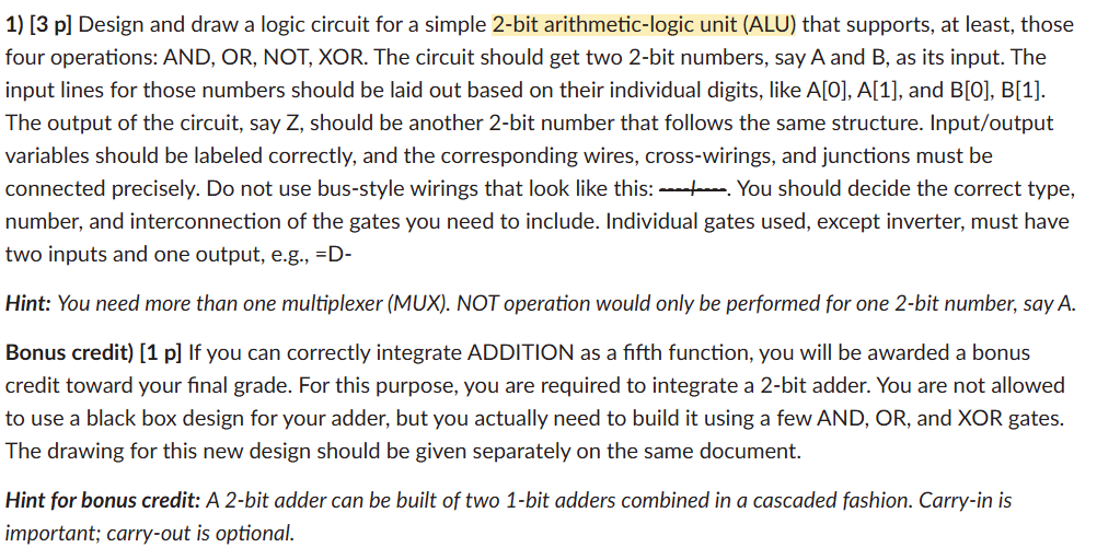 Solved 1) [3 ﻿p] ﻿Design and draw a logic circuit for a | Chegg.com