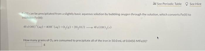 Solved Fe(II) can be precipitated from a slightly basic | Chegg.com