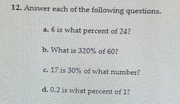 12 is 60 percent of what number answer