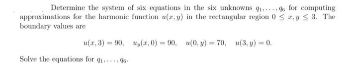 Solved Determine the system of six equations in the six | Chegg.com