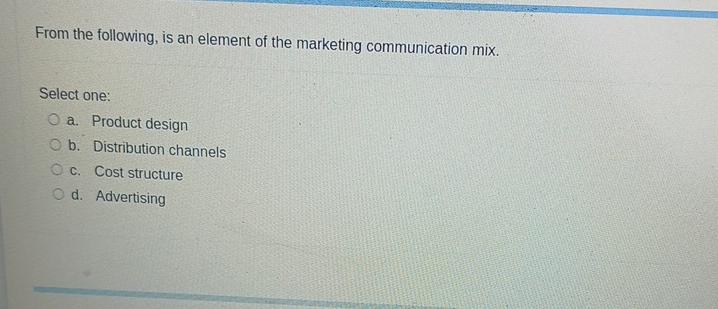 Solved From the following, is an element of the marketing | Chegg.com
