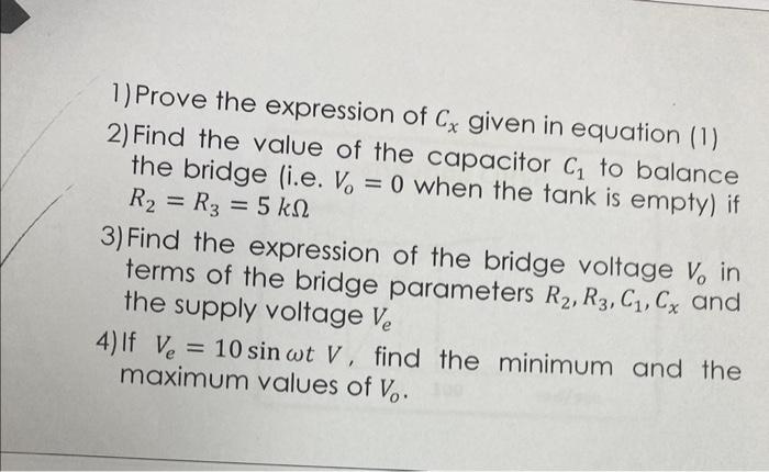 Solved A capacitive level sensor is shown in Fig. 1. It | Chegg.com