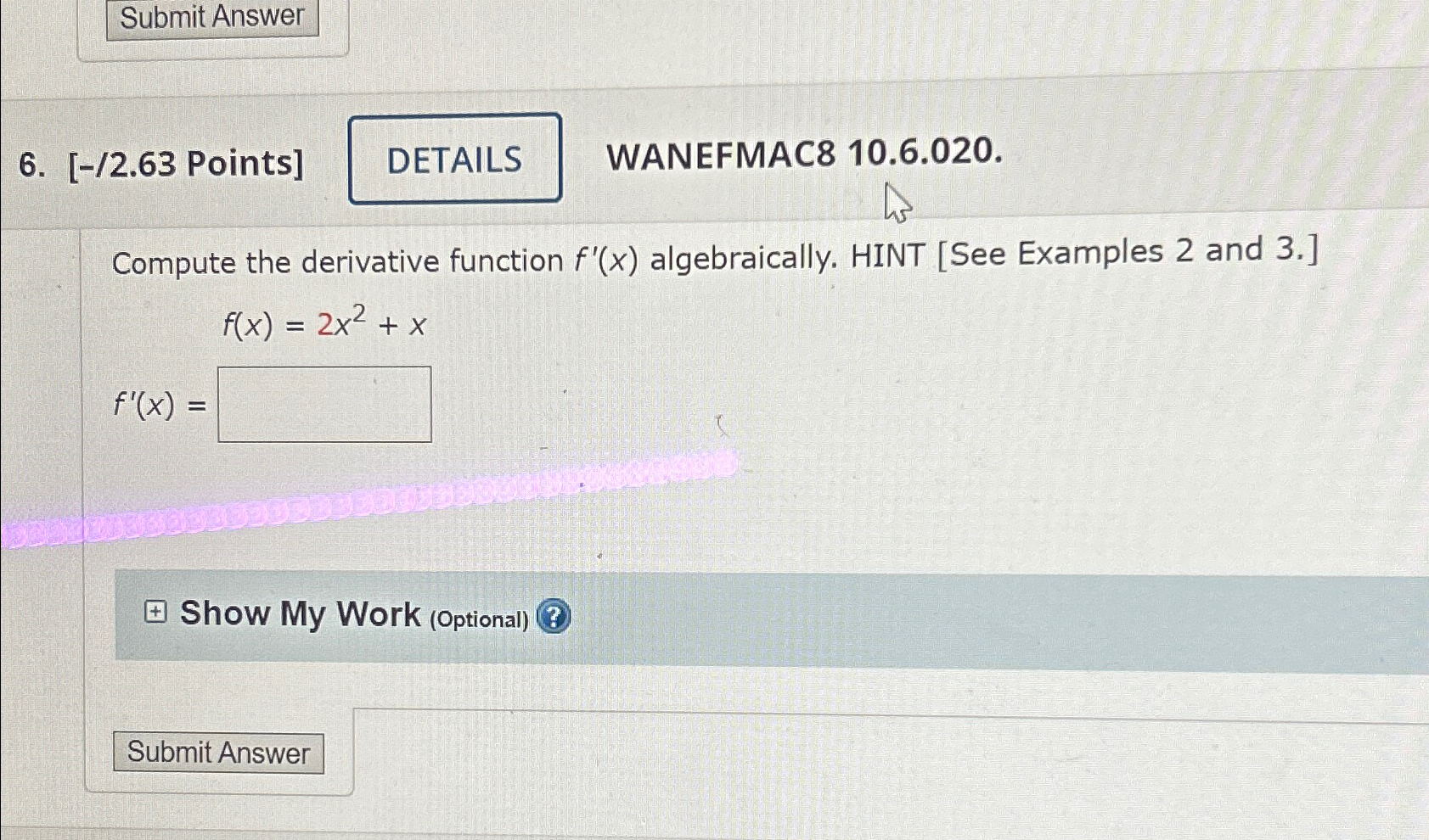 Solved Points]wanefmac8 10 6 020 Compute The Derivative