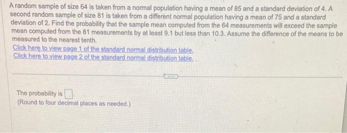Solved A random sample of size 64 is taken from a normal | Chegg.com