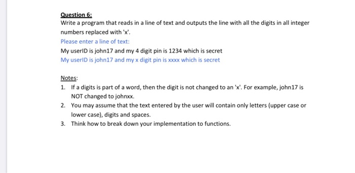 Solved Question 6: Write a program that reads in a line of | Chegg.com