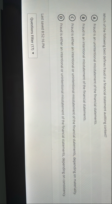 Solved Which of the following best defines fraud in a | Chegg.com