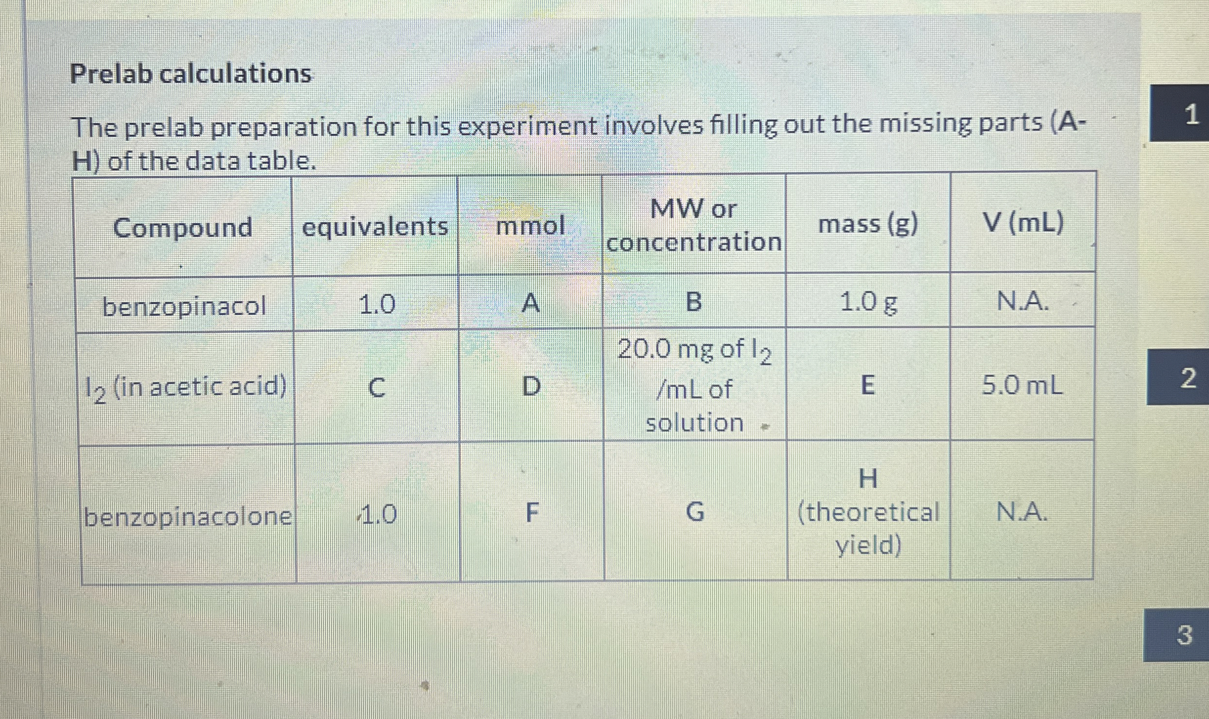 Solved by an EXPERT Prelab calculationsThe prelab preparation for this ...