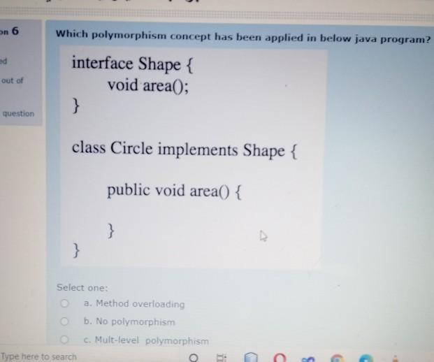 Solved On 6 Which Polymorphism Concept Has Been Applied In | Chegg.com