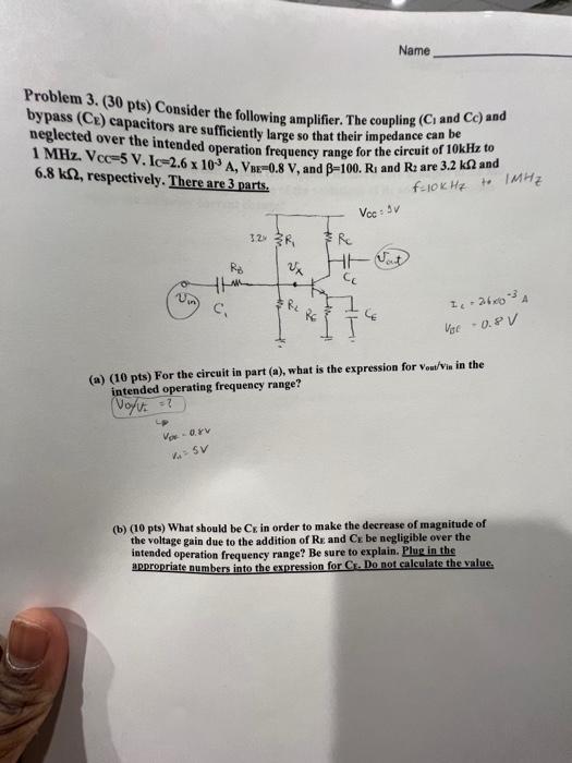 Solved Problem 3. ( 30 pts) Consider the following | Chegg.com