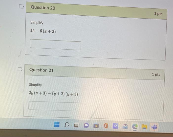 Solved Simplify 3y(2y2−3y+4) Question 19 Simplify | Chegg.com