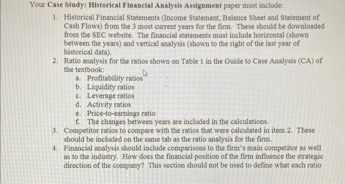 historical financial analysis assignment