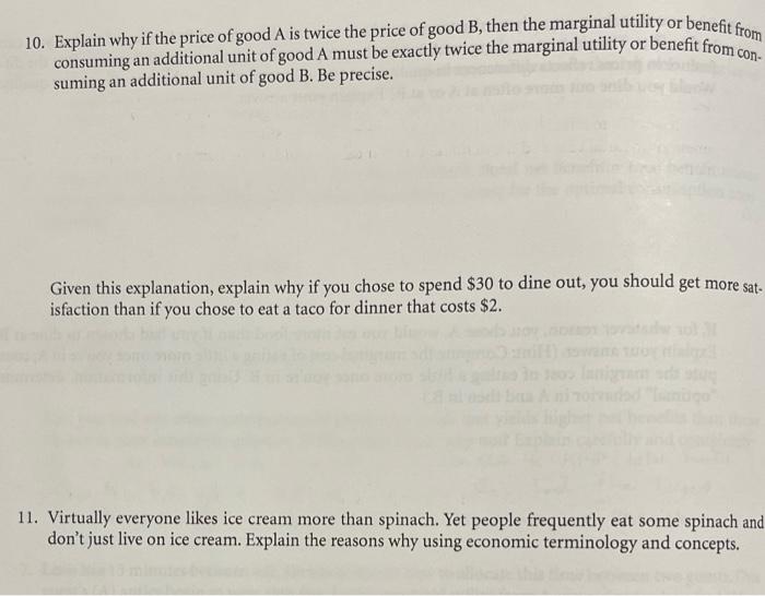 Solved 10. Explain why if the price of good A is twice the | Chegg.com