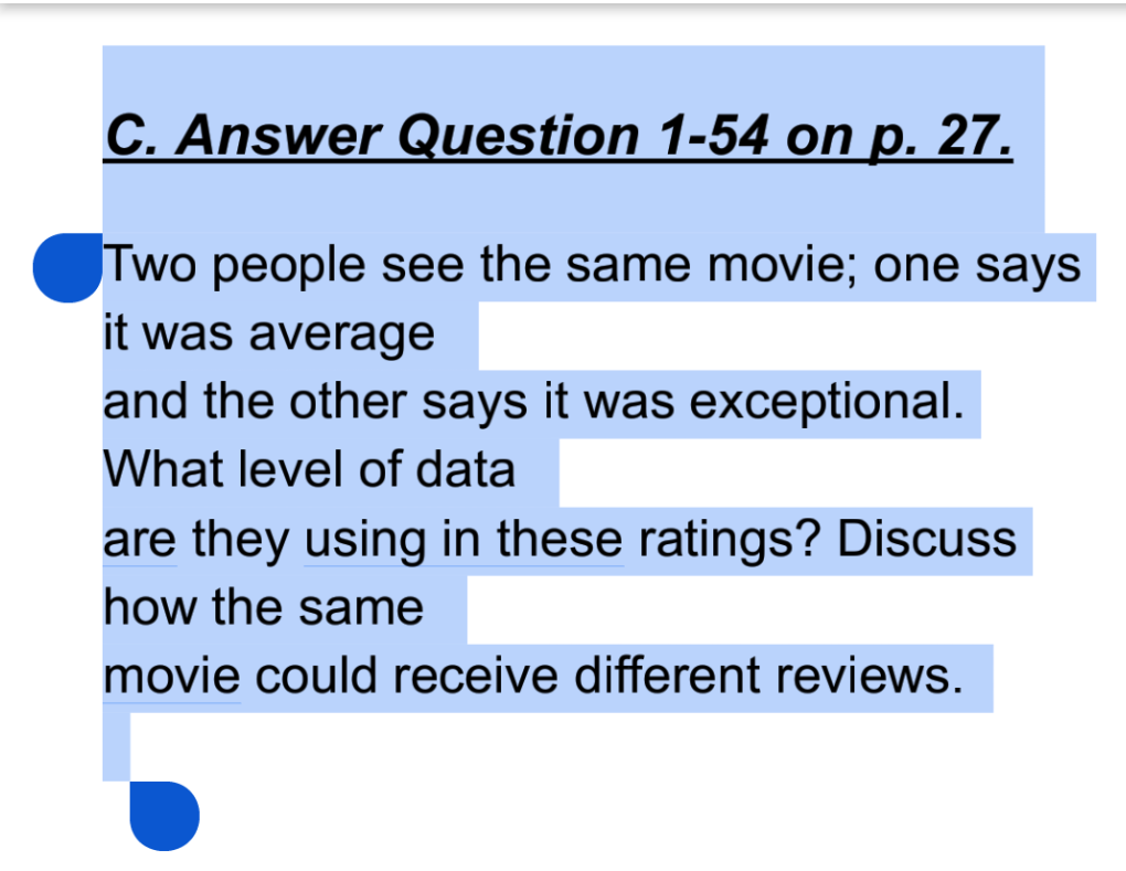 Solved C. Answer Question 1-54 on p. 27. Two people see the | Chegg.com