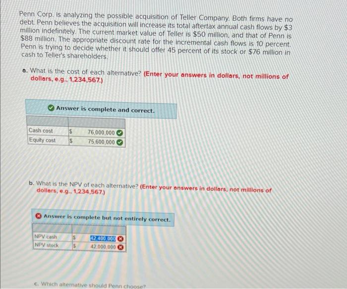 Solved Penn Corp. Is Analyzing The Possible Acquisition Of | Chegg.com