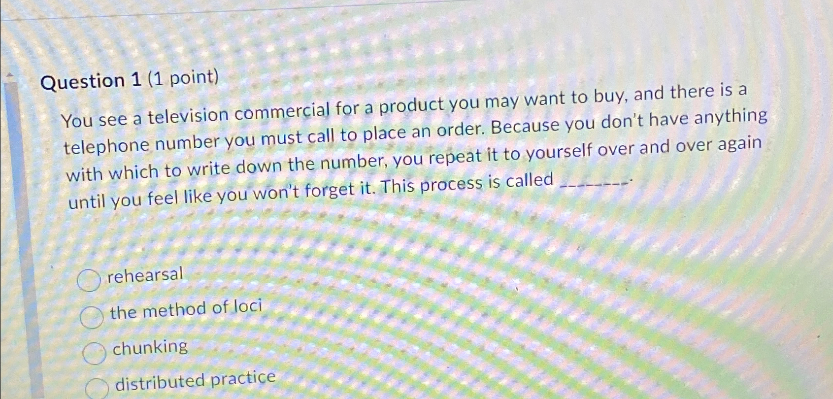 Solved Question 1 (1 ﻿point)You see a television commercial | Chegg.com