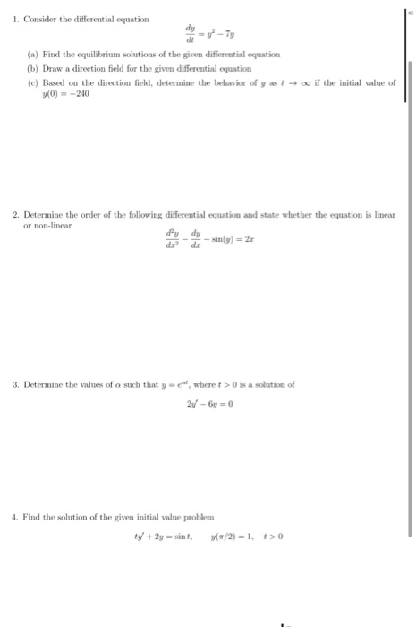 Solved 1. Consider The Differential Equation (a) Find The | Chegg.com