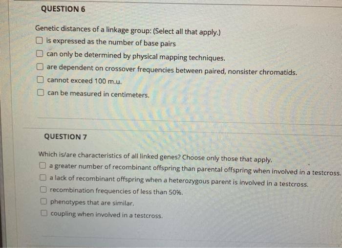 Solved QUESTION 4 Given the genetic map below, what is the | Chegg.com