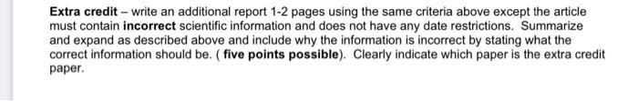 Solved Extra credit - write an additional report 1−2 pages | Chegg.com