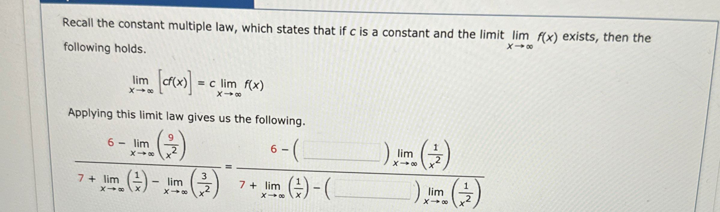 Solved Recall the constant multiple law, which states that | Chegg.com