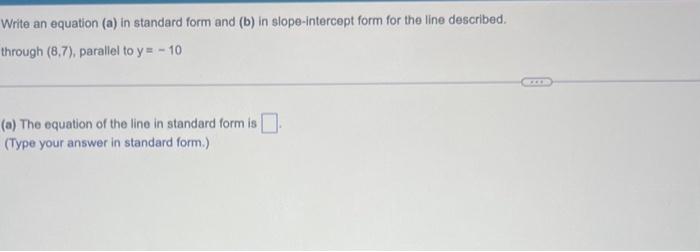Solved Write an equation (a) in standard form and (b) in | Chegg.com