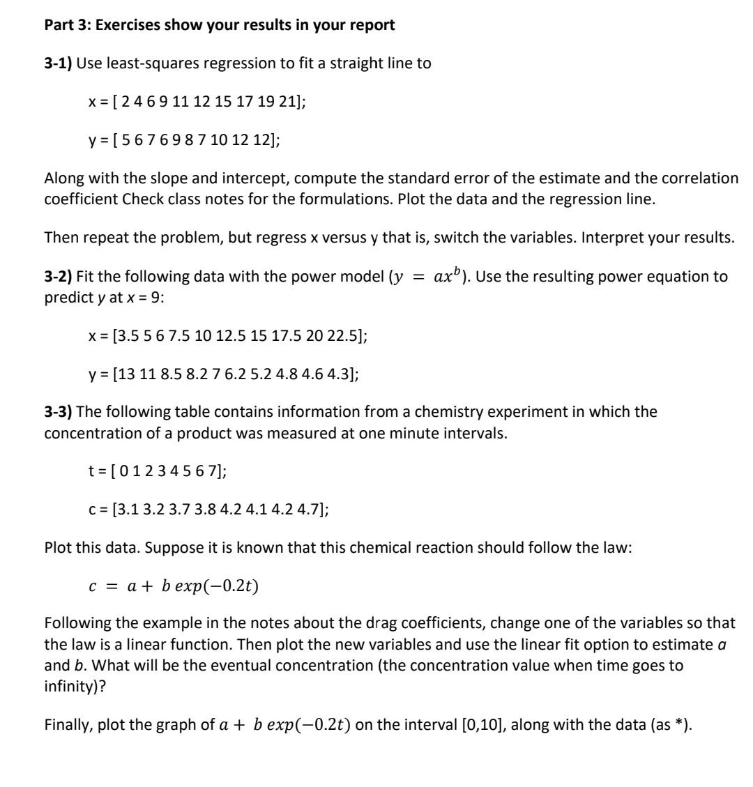 Solved Part 3: Exercises show your results in your report | Chegg.com