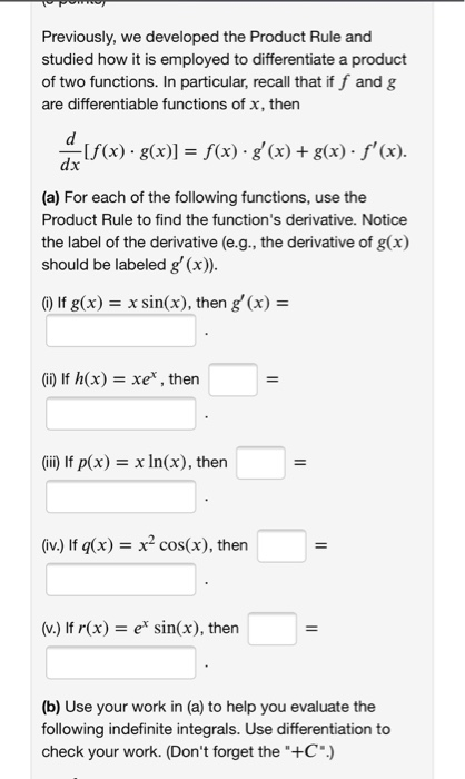 Solved Previously We Developed The Product Rule And Stud Chegg Com