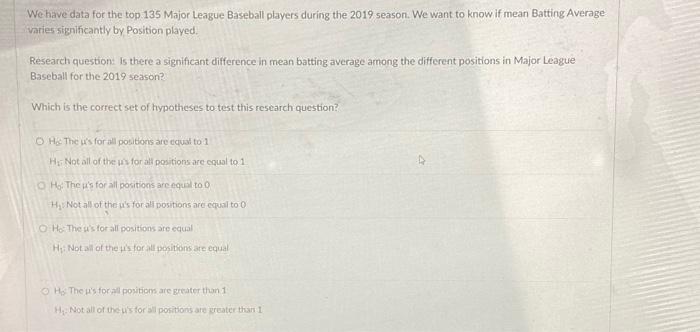 Solved We have data for the top 135 Major League Baseball | Chegg.com