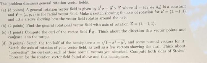 Solved a This problem discusses general rotation vector | Chegg.com