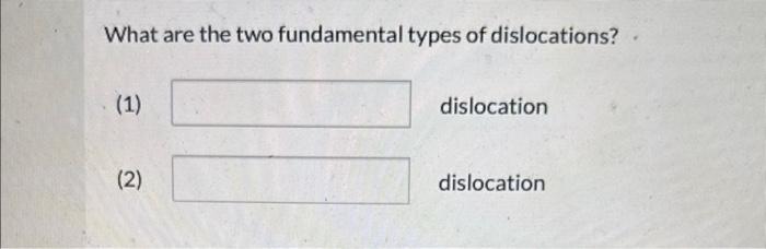 Solved What Are The Two Fundamental Types Of Dislocations? | Chegg.com