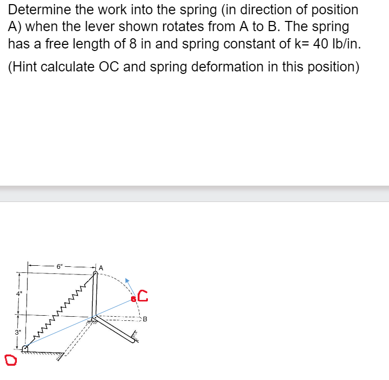 Solved Determine the work into the spring (in direction of | Chegg.com