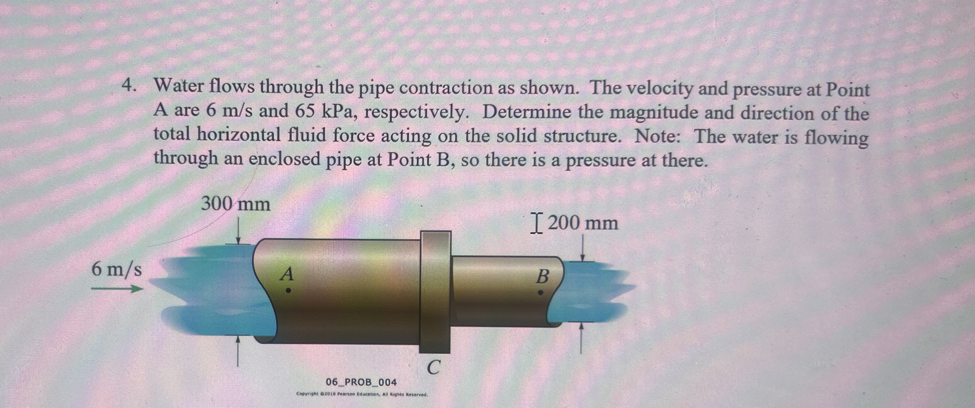 Solved Water flows through the pipe contraction as shown. | Chegg.com