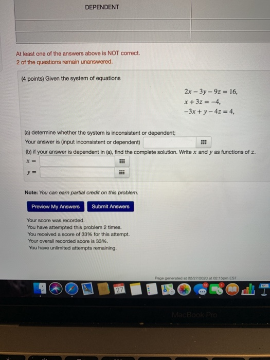 Solved DEPENDENT At Least One Of The Answers Above Is NOT | Chegg.com