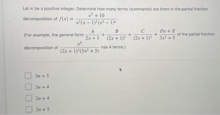 Solved Let n be a positive integer. Determine how many terms | Chegg.com