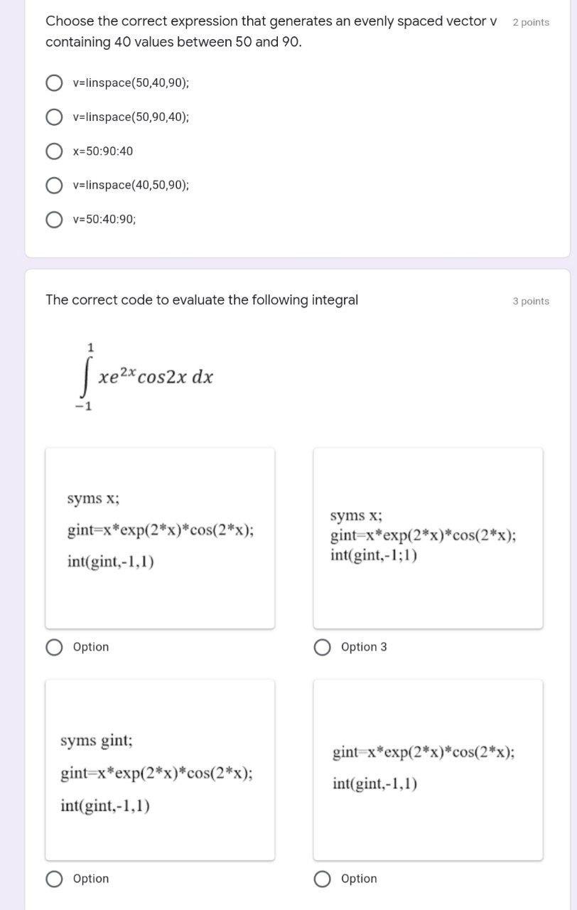 Solved 2 points Choose the correct expression that generates | Chegg.com