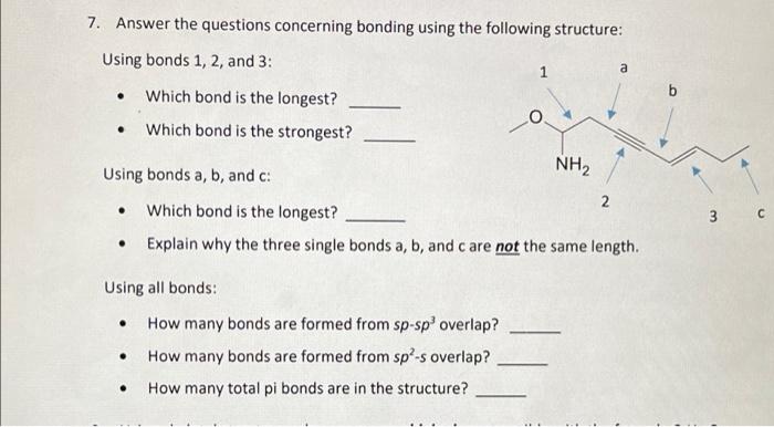 Solved 7. Answer The Questions Concerning Bonding Using The | Chegg.com