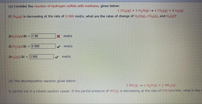 Solved (a) Consider the reaction of hydrogen sulfide with | Chegg.com