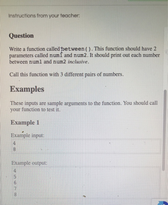 Solved Instructions from your teacher: Question Write a | Chegg.com